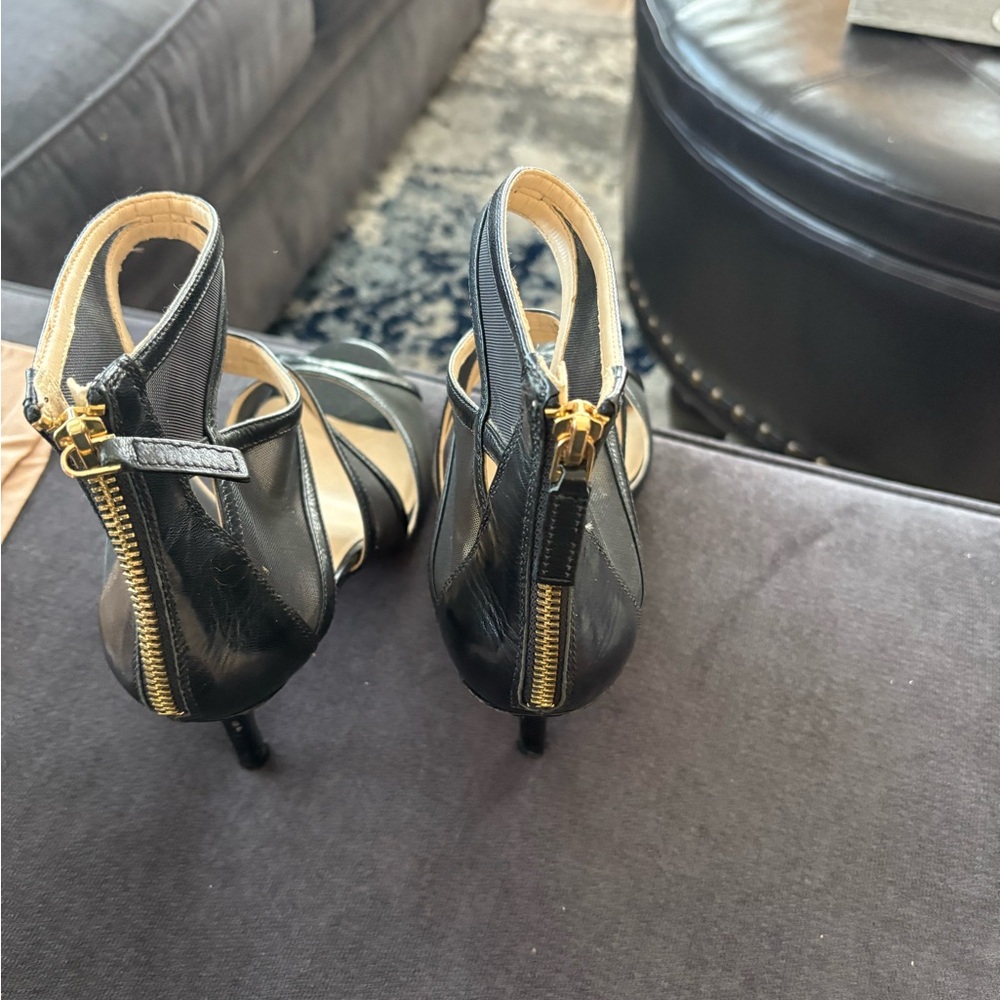 Nine West Black Strappy Heels with Gold Zipper BLACK FRIDAY SALE 🖤
